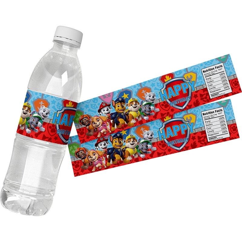 24pcs Paw Patrol Theme Water Bottle Stickers Labels Baptism Baby Shower Birthday Decor Supplies Dogs Party 2 - Paw Patrol Plush