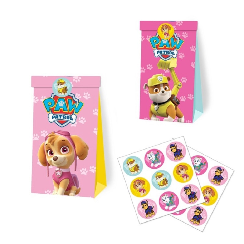 5Pcs Set Anime Paw patrol Gift Bag Candy Loot Bag Cartoon Theme Party Festival Event Birthday 3 - Paw Patrol Plush