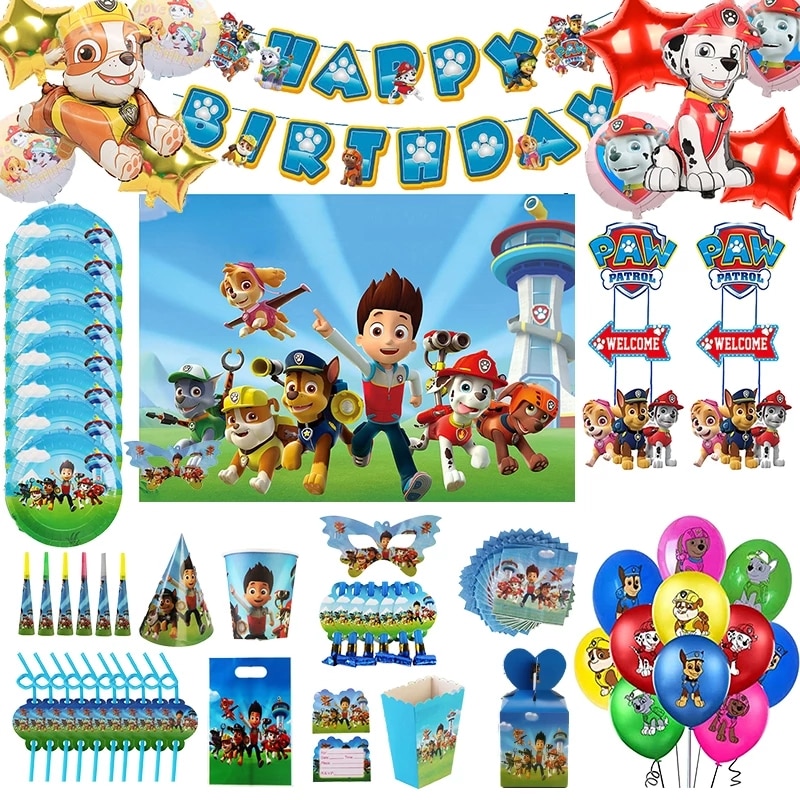 PAW Patrol Birthday Party Decoration For Kids Toy Aluminum Foil Latex Balloon Disposable Tableware Event Supplies - Paw Patrol Plush