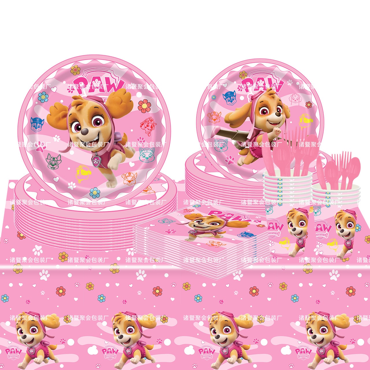 PAW Patrol Pink Skye Birthday Decoration Children Girl Tableware Paper Plate Cup Napkins Baby Shower Party 1 - Paw Patrol Plush