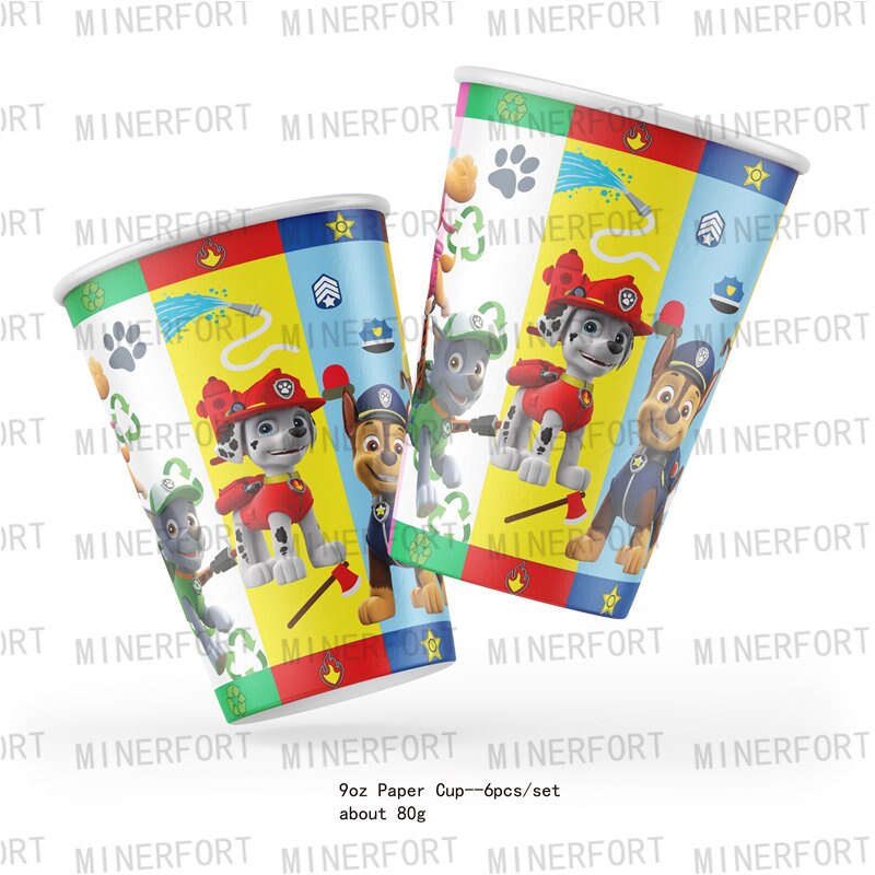 Paw Patrol Marshall Party Disposable Tableware Supplies Paper Plates Cup Napkins Dogs Birthday Banner Decoration Baby 1 - Paw Patrol Plush